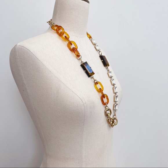 Ann Taylor Tigers Eye Tortoise Shell Long Necklace - Picture 5 of 10